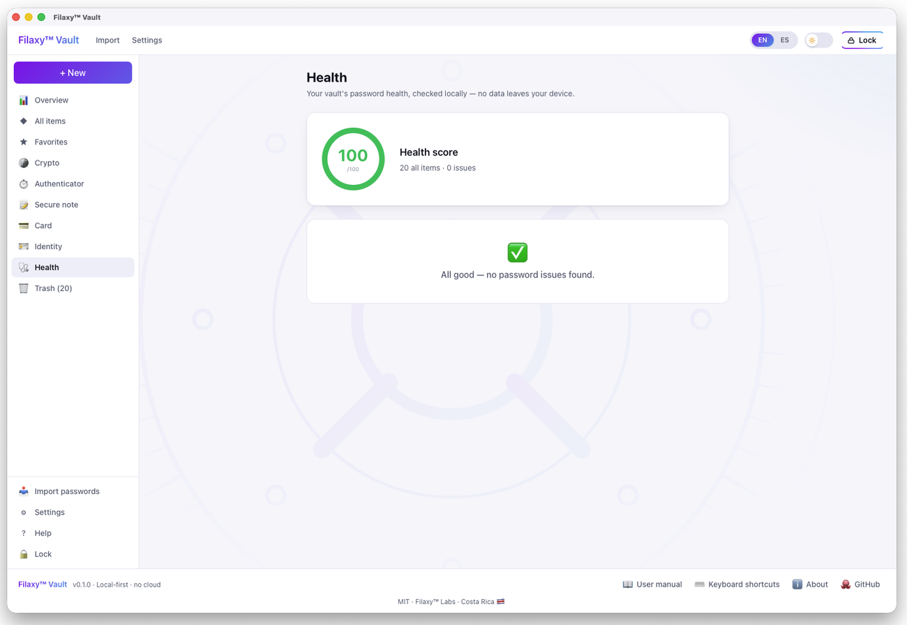 Filaxy Vault screenshot
