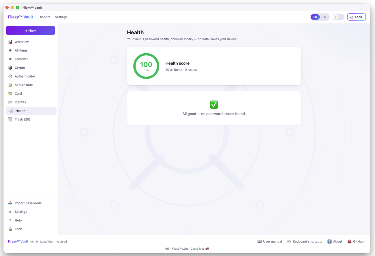 Filaxy Vault screenshot